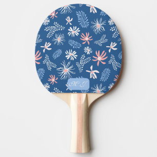 Raquette De Ping Pong Style personnel unique, bleu et rose floral