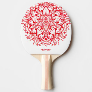 Raquette De Ping Pong Style Rouge Mandala Boho personnalisé