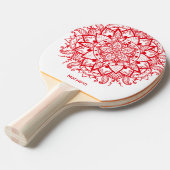 Raquette De Ping Pong Style Rouge Mandala Boho personnalisé (Devant Angle)