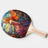 Raquette De Ping Pong Style Tiffany Vitrail Verre magique Fée (Côté)