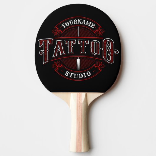 Raquette De Ping Pong Style traditionnel AJOUTER LE NOM Tattoo Studio Sh (Devant)
