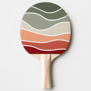 Raquette De Ping Pong Style vert et rouge rétro vagues design