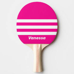 Raquette De Ping Pong Sucette Rétro Rose Trois Bandes avec Nom