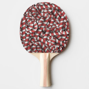Raquette De Ping Pong Sucres de canne Abstraits à rayures rouges tordues