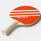 Raquette De Ping Pong Sunset rétro Orange Trois bandes avec nom (Devant Angle)