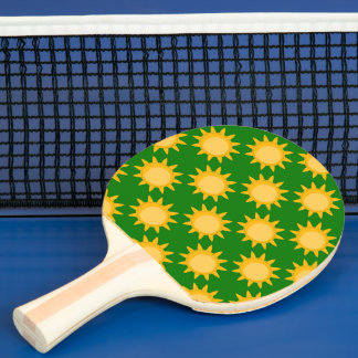 Raquette De Ping Pong Sunshine Sun Pattern Design On Green 