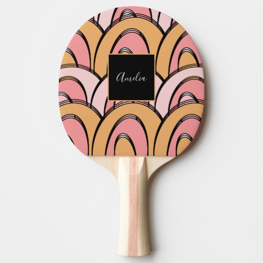 Raquette De Ping Pong Super Rainbows Motif orange rose (Devant)