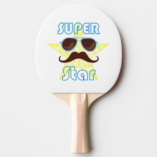 Raquette De Ping Pong Super Star with sunglasses and mustache (Devant)
