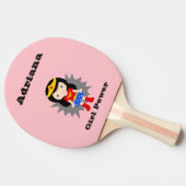 Raquette De Ping Pong Superhéros de puissance fille rose mignonne (Côté)