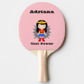 Raquette De Ping Pong Superhéros de puissance fille rose mignonne (Devant)