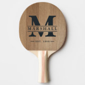 Raquette De Ping Pong Superposition de monogramme et de nom en bois de b (Devant)