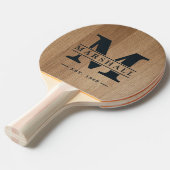 Raquette De Ping Pong Superposition de monogramme et de nom en bois de b (Devant Angle)