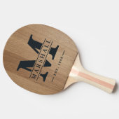 Raquette De Ping Pong Superposition de monogramme et de nom en bois de b (Côté)