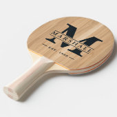 Raquette De Ping Pong Superposition de monogramme et de nom en bois de c (Devant Angle)