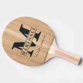 Raquette De Ping Pong Superposition de monogramme et de nom en bois de c (Côté)