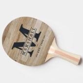 Raquette De Ping Pong Superposition de monogramme et de nom en bois de f (Côté)