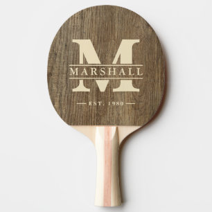Raquette De Ping Pong Superposition de monogramme et de nom en bois de h