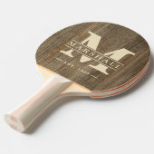 Raquette De Ping Pong Superposition de monogramme et de nom en bois de h (Devant Angle)