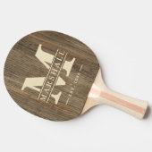 Raquette De Ping Pong Superposition de monogramme et de nom en bois de h (Côté)