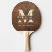 Raquette De Ping Pong Superposition de monogramme et de nom en bois de n (Dos)