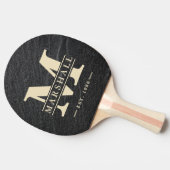 Raquette De Ping Pong Superposition de monogramme et de nom en pierre de (Côté)
