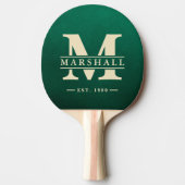 Raquette De Ping Pong Superposition de monogramme et de nom en vert émer (Devant)