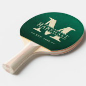 Raquette De Ping Pong Superposition de monogramme et de nom en vert émer (Devant Angle)