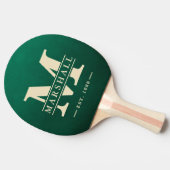 Raquette De Ping Pong Superposition de monogramme et de nom en vert émer (Côté)