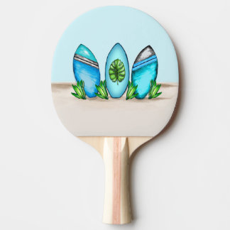 Raquette De Ping Pong Surf Rétro, Bleu & Turquoise