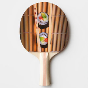 Raquette De Ping Pong Sushi et baguettes en bois