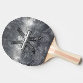 Raquette De Ping Pong Symbole de zodiaque Pisces en acier grunge (Côté)