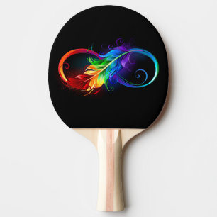 Raquette De Ping Pong Symbole d'infini avec plume arc-en-ciel