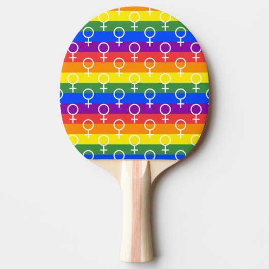 Raquette De Ping Pong Symbole féminin Motif arc-en-ciel (Devant)