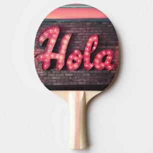 Raquette De Ping Pong Symbole Hola espagnol Hello Neon