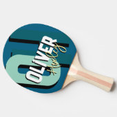 Raquette De Ping Pong Table Tennis Player Nom Gras Monogramme Bleu (Côté)