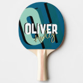 Raquette De Ping Pong Table Tennis Player Nom Gras Monogramme Bleu (Devant)