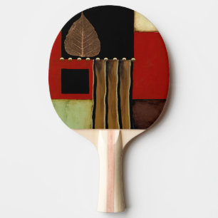 Raquette De Ping Pong Tableau à panneaux multicolores avec feuille Brown