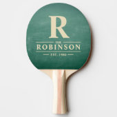 Raquette De Ping Pong Tableau Vert Nom de Famille & Initiale (Dos)