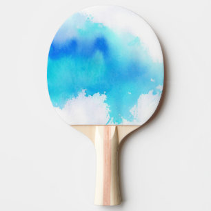 Raquette De Ping Pong Tache bleue, peint à la main abstrait d'aquarelle