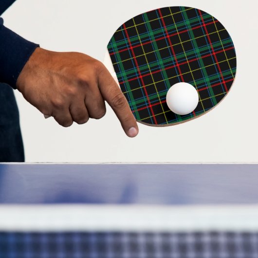 Raquette De Ping Pong Tartan plaid motif, vert et rouge, (Insitu)