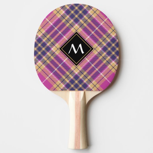 Raquette De Ping Pong Tartan rose, or et bleu (Devant)