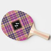 Raquette De Ping Pong Tartan rose, or et bleu (Côté)