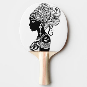 Raquette De Ping Pong Tatouage Tribal Portrait de Fille Africaine