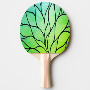 Raquette De Ping Pong Teintes vertes vives motif créatif de feuilles