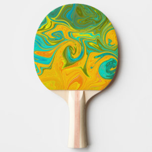 Raquette De Ping Pong Tendance Néon Jaune Orange Vert Tourbillon Abstrai