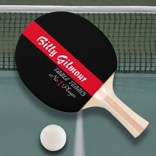 Raquette De Ping Pong Tennis de table avec nom dans une bande rouge, coo