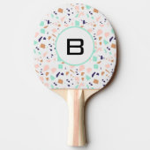Raquette De Ping Pong Terrazzo blanc rousse menthe monogramme initial (Dos)