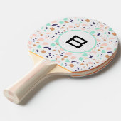 Raquette De Ping Pong Terrazzo blanc rousse menthe monogramme initial (Devant Angle)