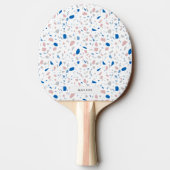 Raquette De Ping Pong Terrazzo Motif Neutre Naturel Élégant (Dos)