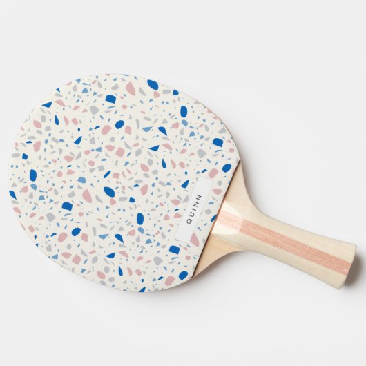 Raquette De Ping Pong Terrazzo Motif Neutre Naturel Élégant (Côté)